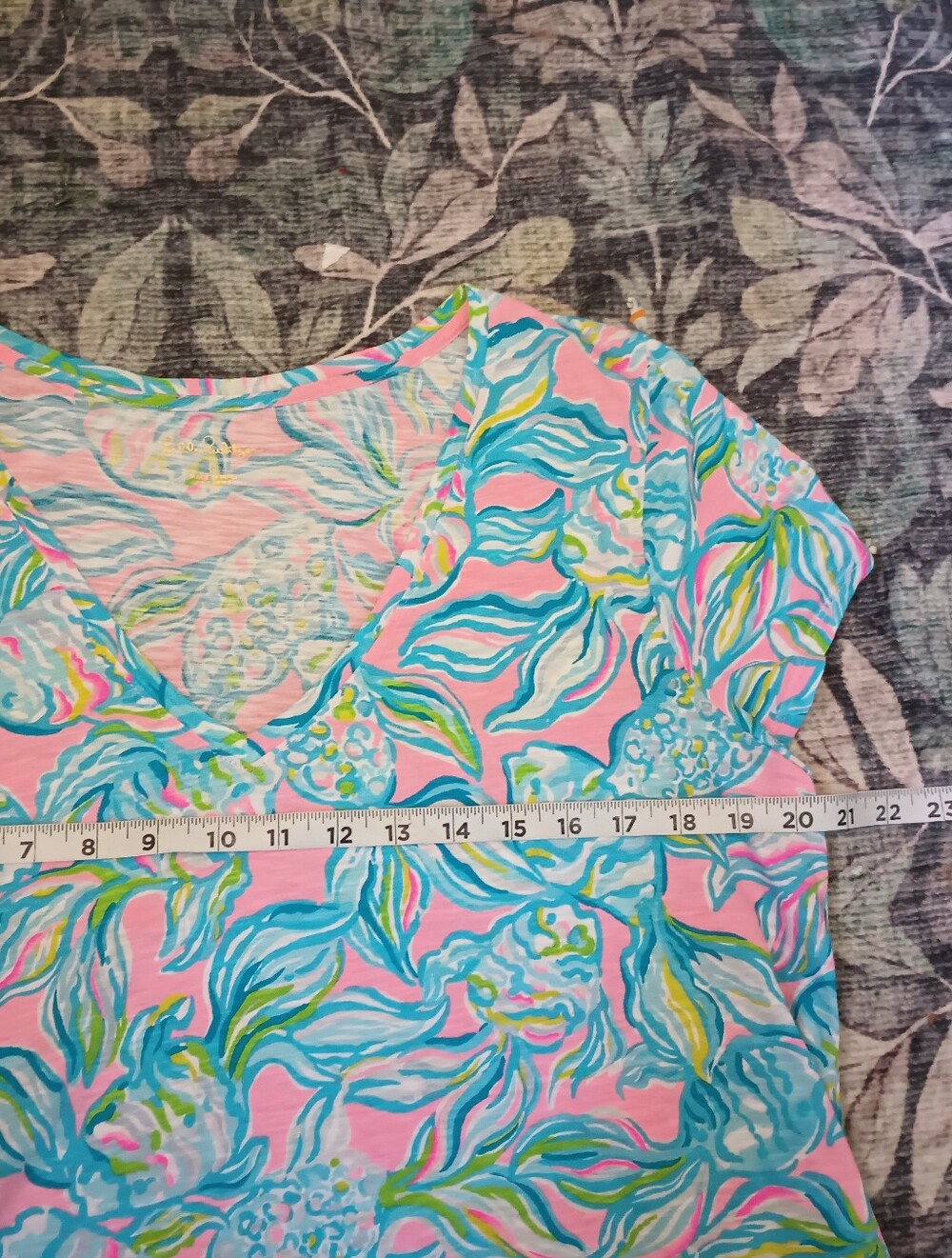 Lilly Pulitzer Womens Etta Pelican Pink Off The Scales Cotton Top Large Beachy - Picture 9 of 9